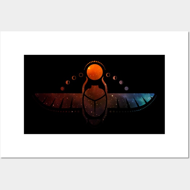 Egyptian Scarab Cosmos Sacred Geometry Wall Art by Foxxy Merch